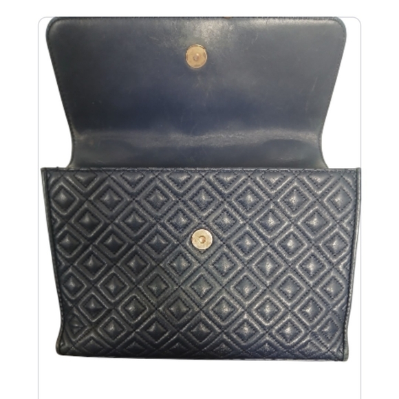 Tory Burch Navy Fleming Convertible Leather Bag - Picture 8 of 10